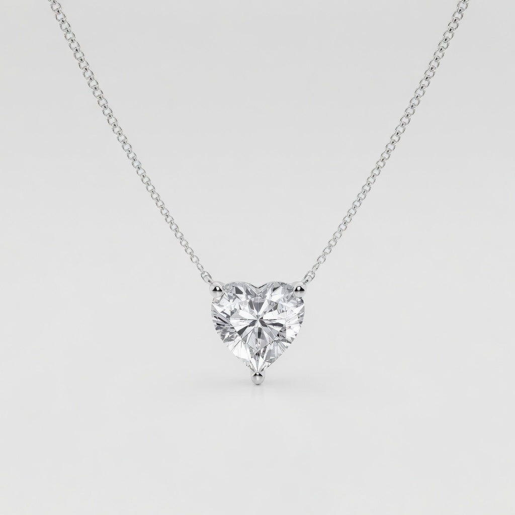 3.00 Carat Heart Shape Lab-Grown Diamond Solitaire Pendant VS1 D-F 14K White Gold