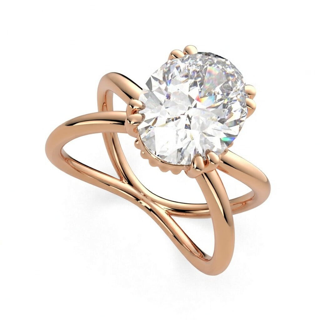 Tatiana 1 Carat Oval Cut Solitaire Split Shank Engagement Ring