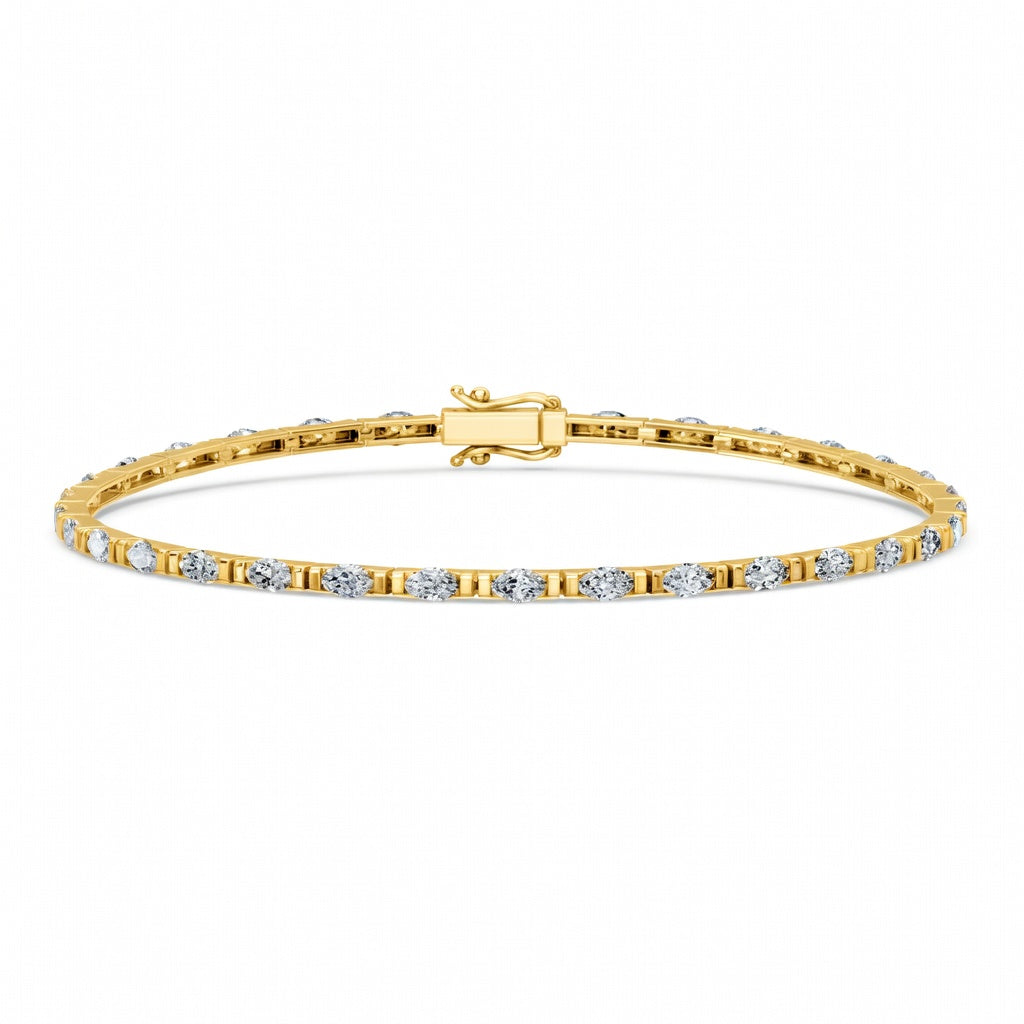 3.09 Carat Marquise Cut Diamond Tennis Bracelet VS1 D F White Gold 14k