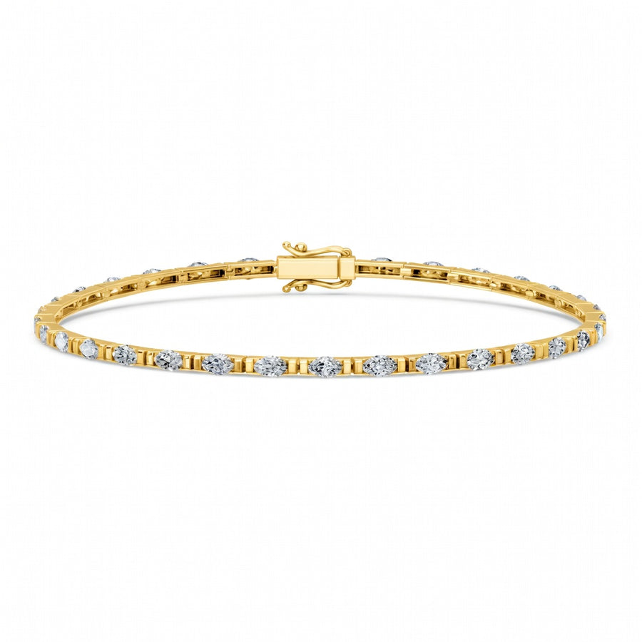 3.09 Carat Marquise Cut Diamond Tennis Bracelet VS1 D F White Gold 14k