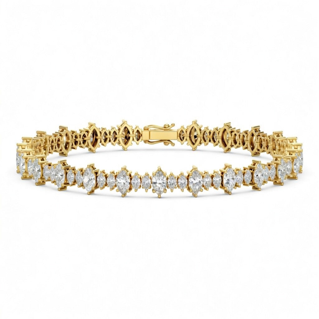6.9 Carat Marquise Cut Diamond Tennis Bracelet VS1 D F White Gold 14k