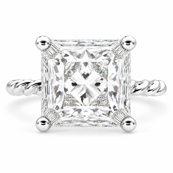 Renata 7 Carat Princess Cut Solitaire Rope Engagement Ring