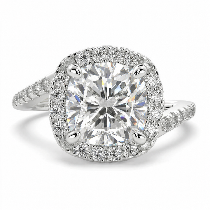 Paloma 3.35 Carat Cushion Cut Pave Halo Engagement Ring