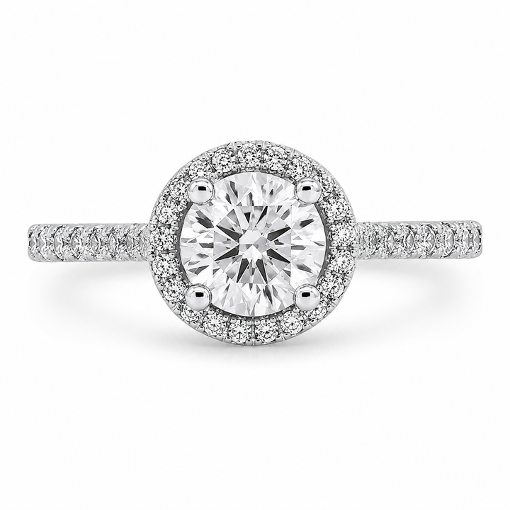Lucia  Lab Grown Cushion Cut Double Claw Pave Diamond Engagement Ring