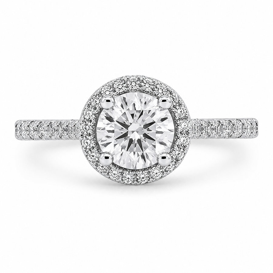 Lucia 1.62 ct Lab Grown Cushion Cut Double Claw Pave Diamond Engagement Ring