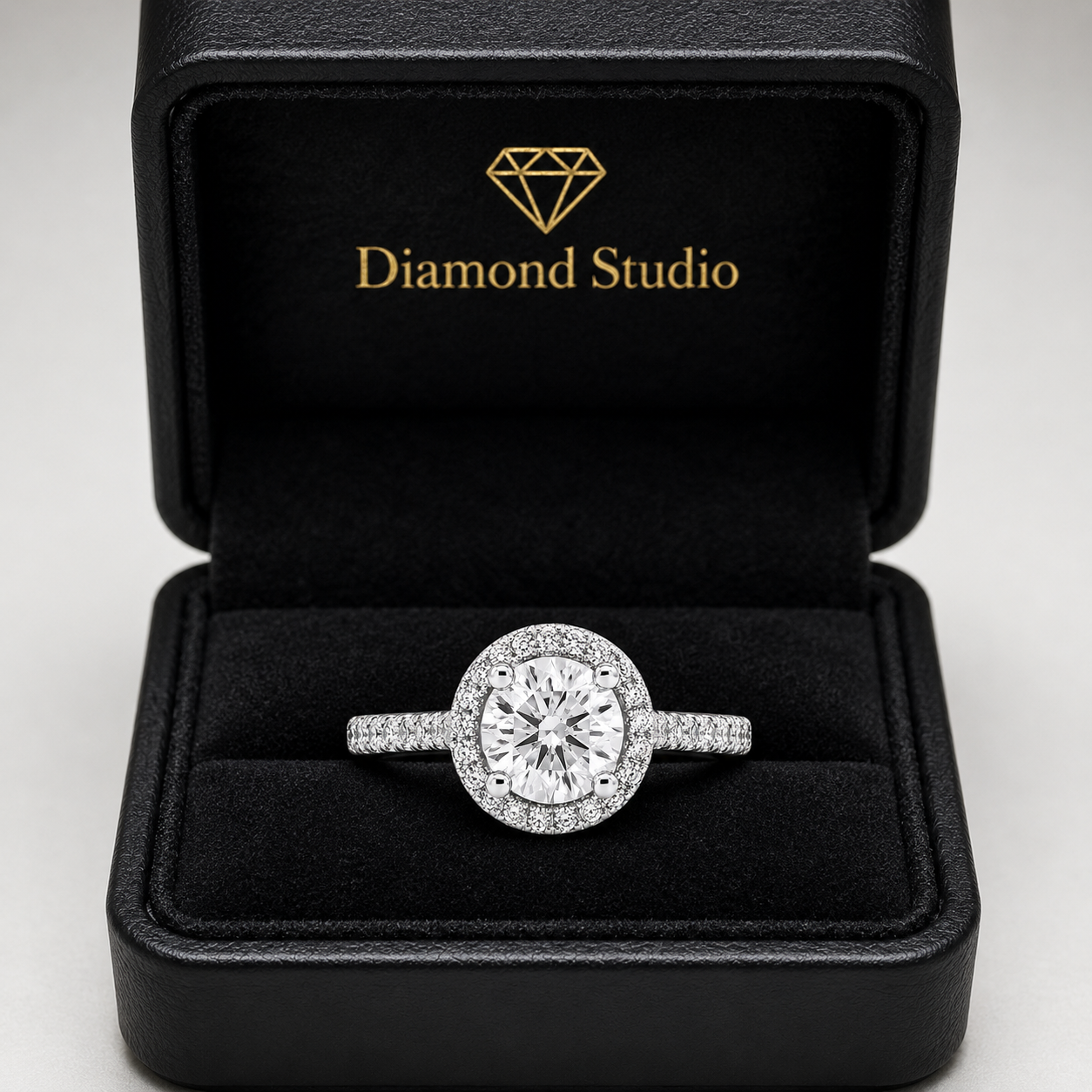 Lucia 1.62 ct Lab Grown Cushion Cut Double Claw Pave Diamond Engagement Ring