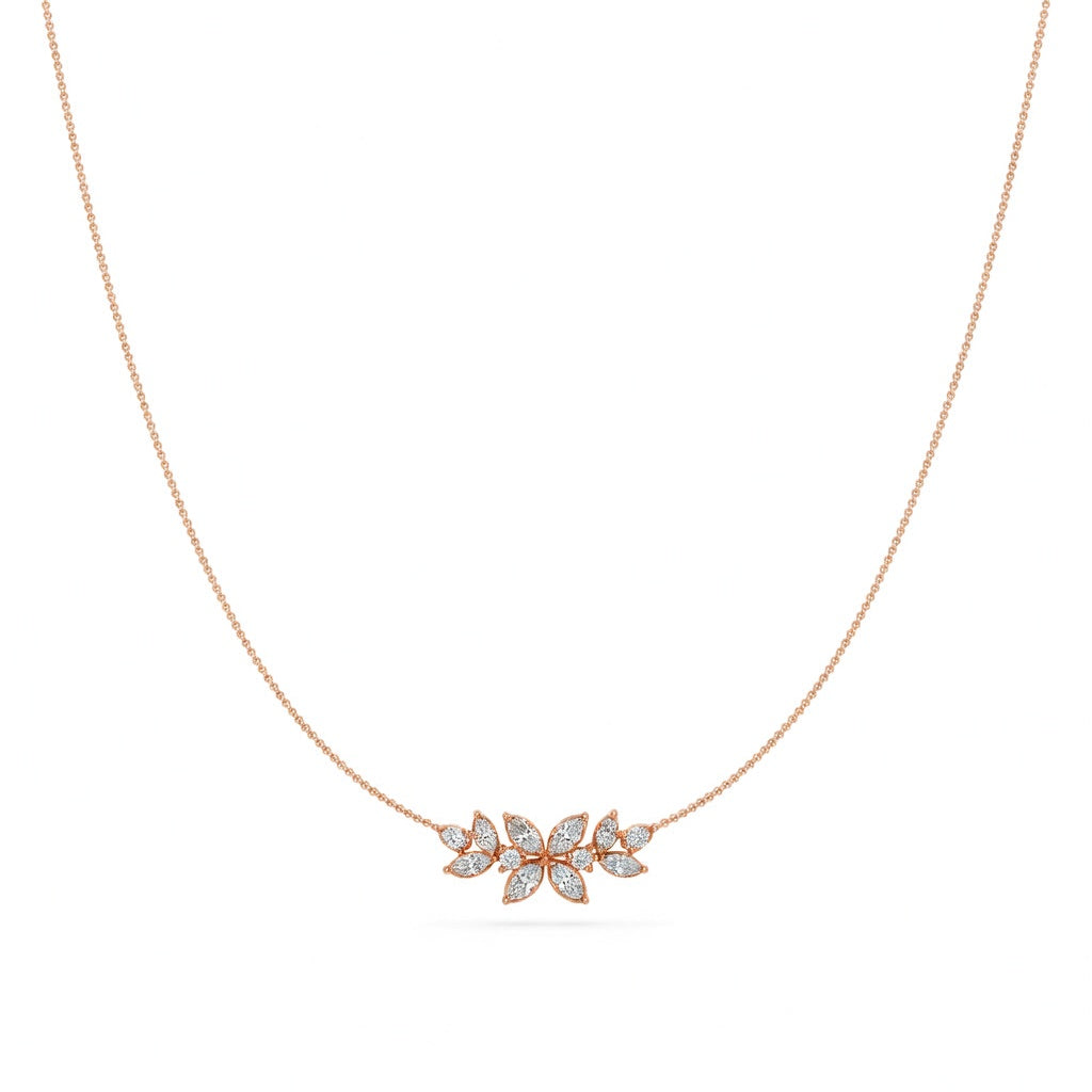 1.4 Ct Round Pear Marquise Cut Diamond Pendant Necklace VS1 D-F White Gold 14k