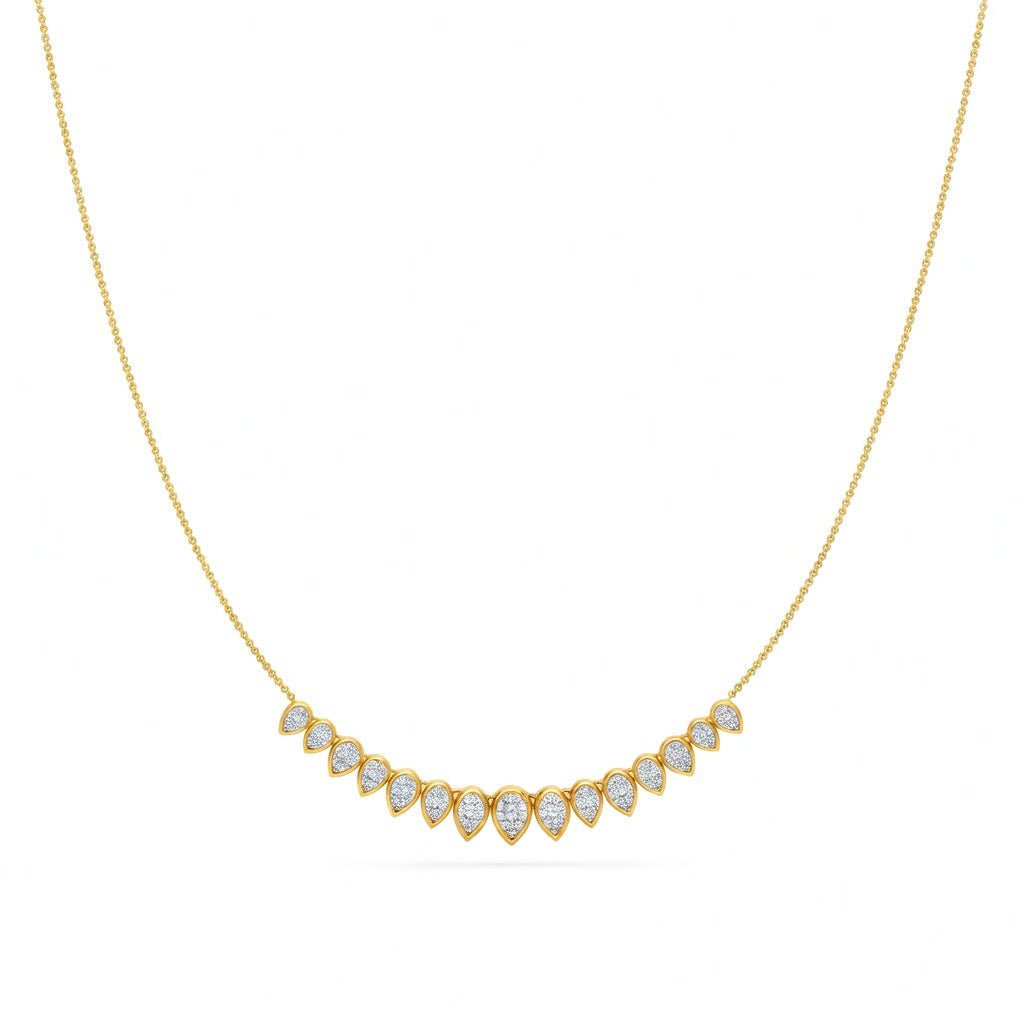 2.6 Ct Pear Cut Diamond Chain Necklace VS1 D-F White Gold 14k