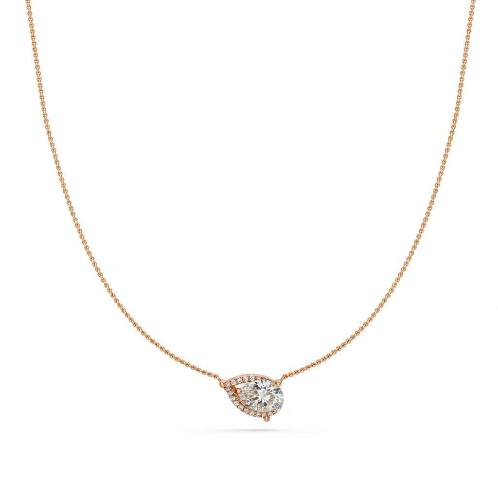 2 Ct Pear Cut Diamond Pendant Necklace VS1 D-F White Gold 14k