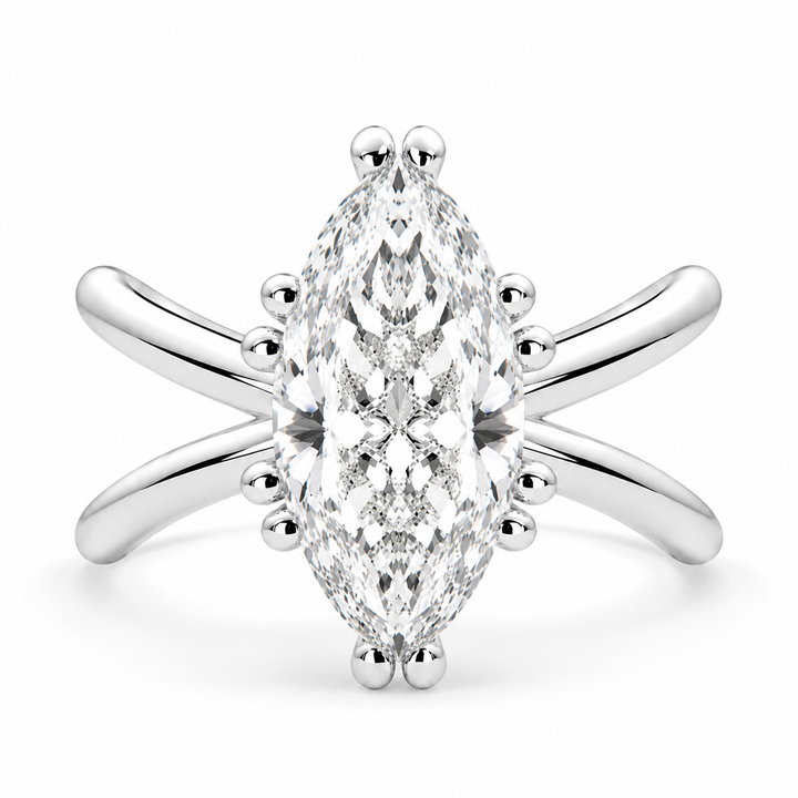 Tatiana 4 Carat Marquise Cut Solitaire Split Shank Engagement Ring