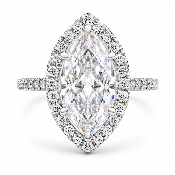 Isadora 5.4 Carat Marquise Cut Halo Pave Engagement Ring