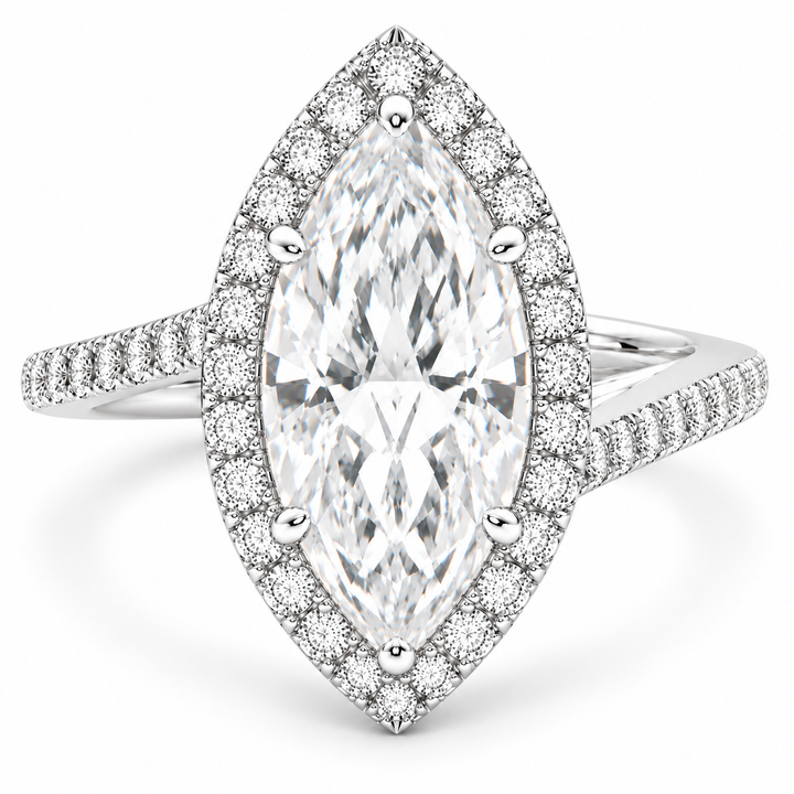 Paloma 7.35 Carat Marquise Cut Pave Halo Engagement Ring