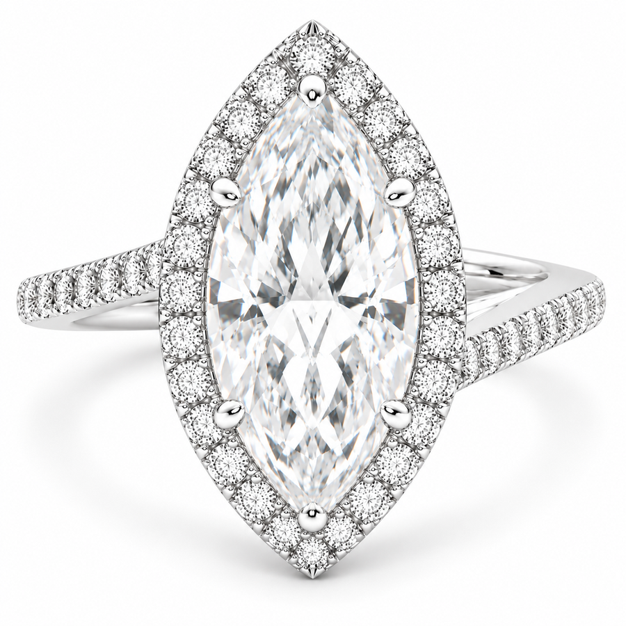 Paloma 7.35 Carat Marquise Cut Pave Halo Engagement Ring