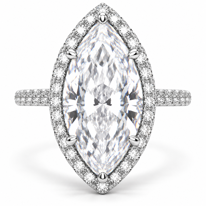 Bianca 7.5 Carat Marquise Cut Halo Pave Engagement Ring