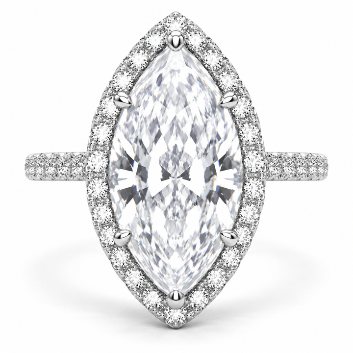 Bianca 5.5 Carat Marquise Cut Halo Pave Engagement Ring