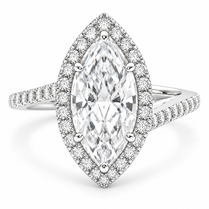 Paloma 6.35 Carat Marquise Cut Pave Halo Engagement Ring