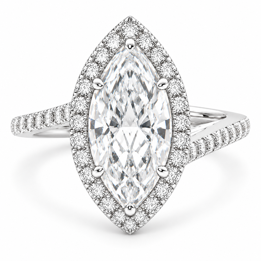 Paloma 6.35 Carat Marquise Cut Pave Halo Engagement Ring