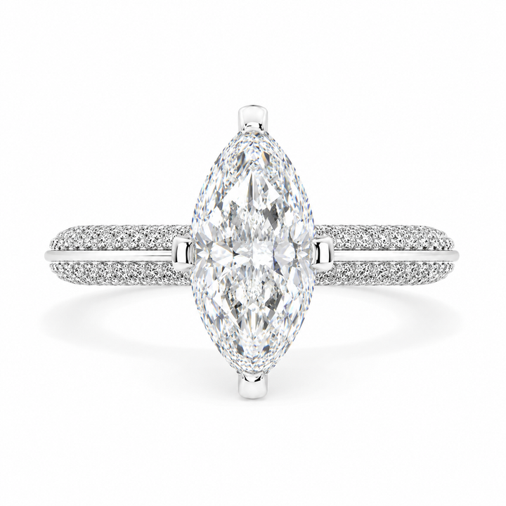 Daria 2.75 Carat Marquise Cut Pave 6 Prong Engagement Ring