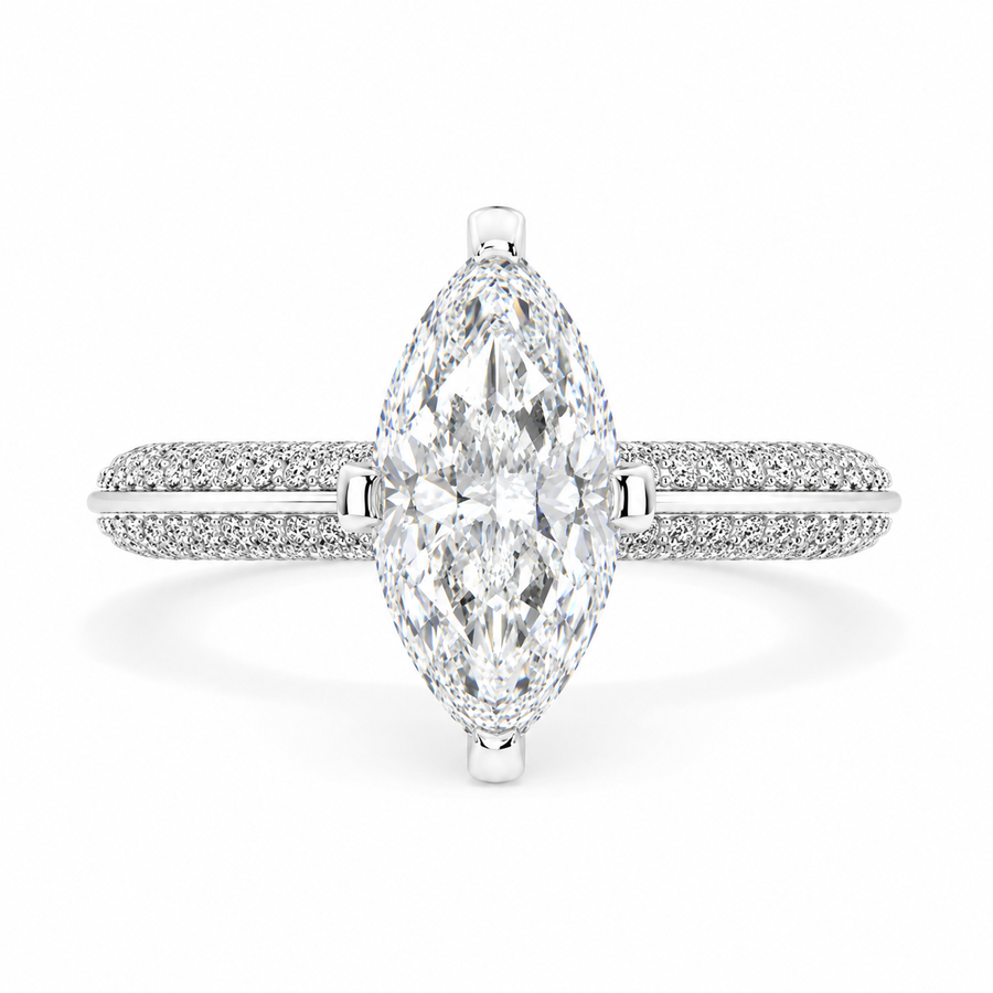 Daria 2.75 Carat Marquise Cut Pave 6 Prong Engagement Ring