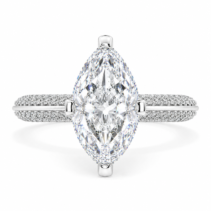 Daria 4.75 Carat Marquise Cut Pave 6 Prong Engagement Ring