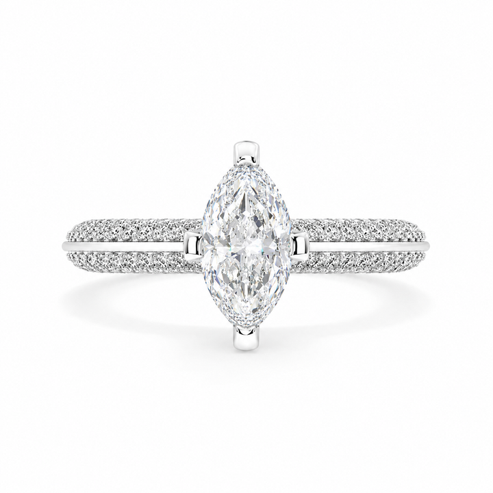 Daria 1.75 Carat Marquise Cut Pave 6 Prong Engagement Ring