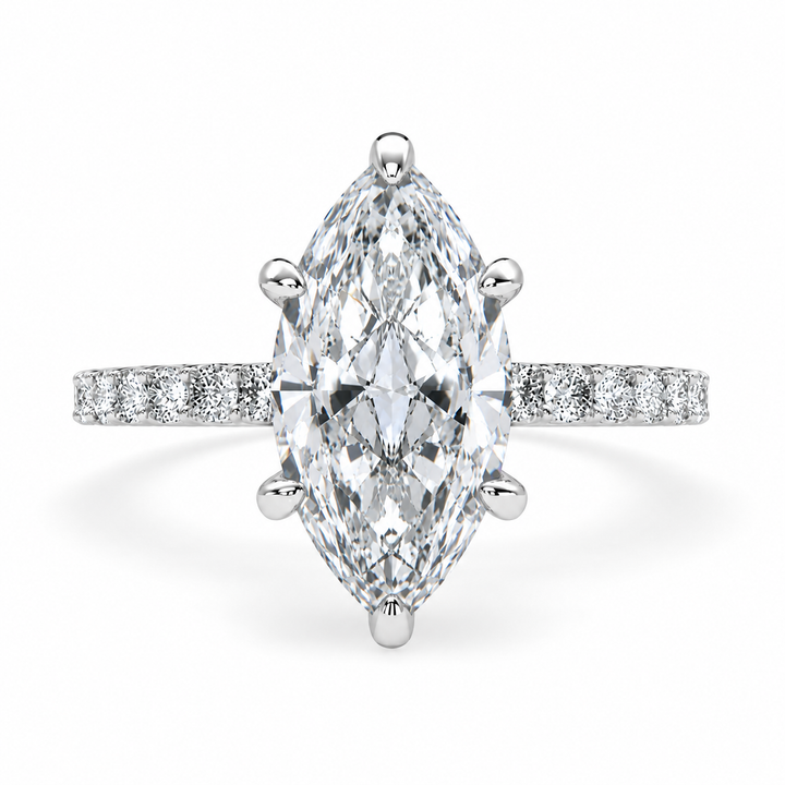 Lavinia 5.35 Carat Marquise Cut Side Stone 4 Prong Engagement Ring
