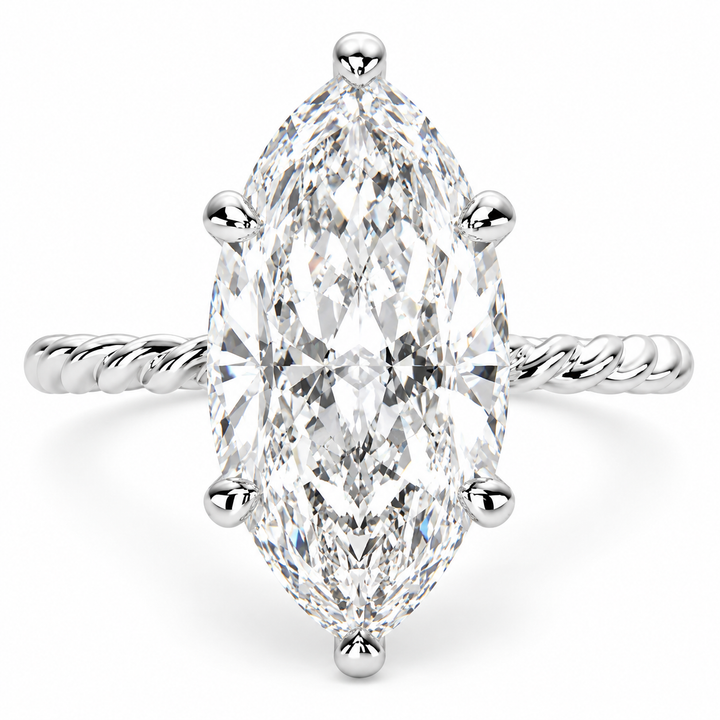 Renata 5 Carat Marquise Cut Solitaire Rope Engagement Ring