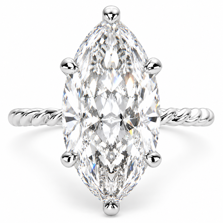 Renata 6 Carat Marquise Cut Solitaire Rope Engagement Ring