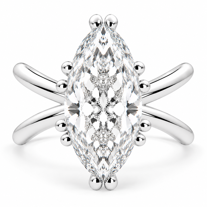 Tatiana 6 Carat Marquise Cut Solitaire Split Shank Engagement Ring