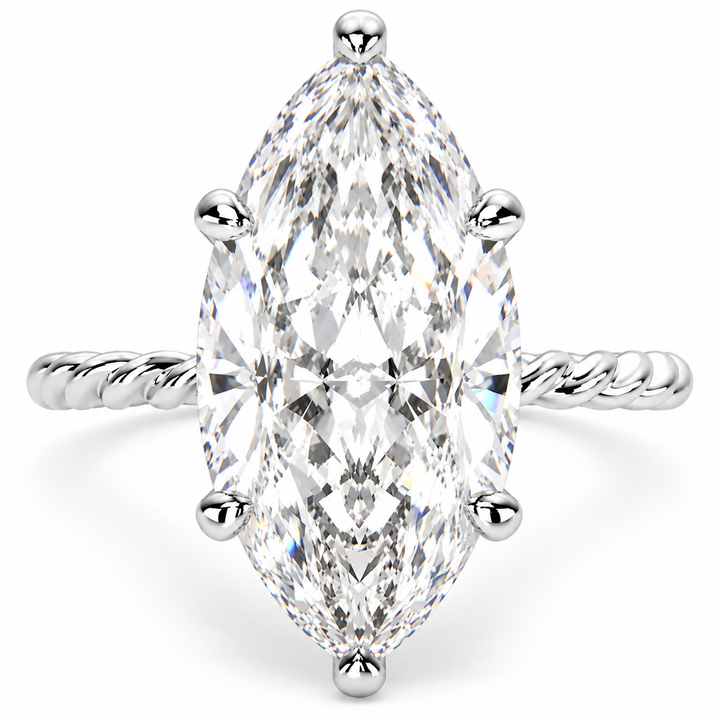 Renata 7 Carat Marquise Cut Solitaire Rope Engagement Ring