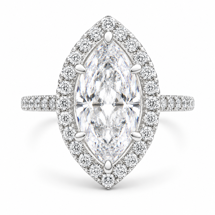 Isadora 4.4 Carat Marquise Cut Halo Pave Engagement Ring