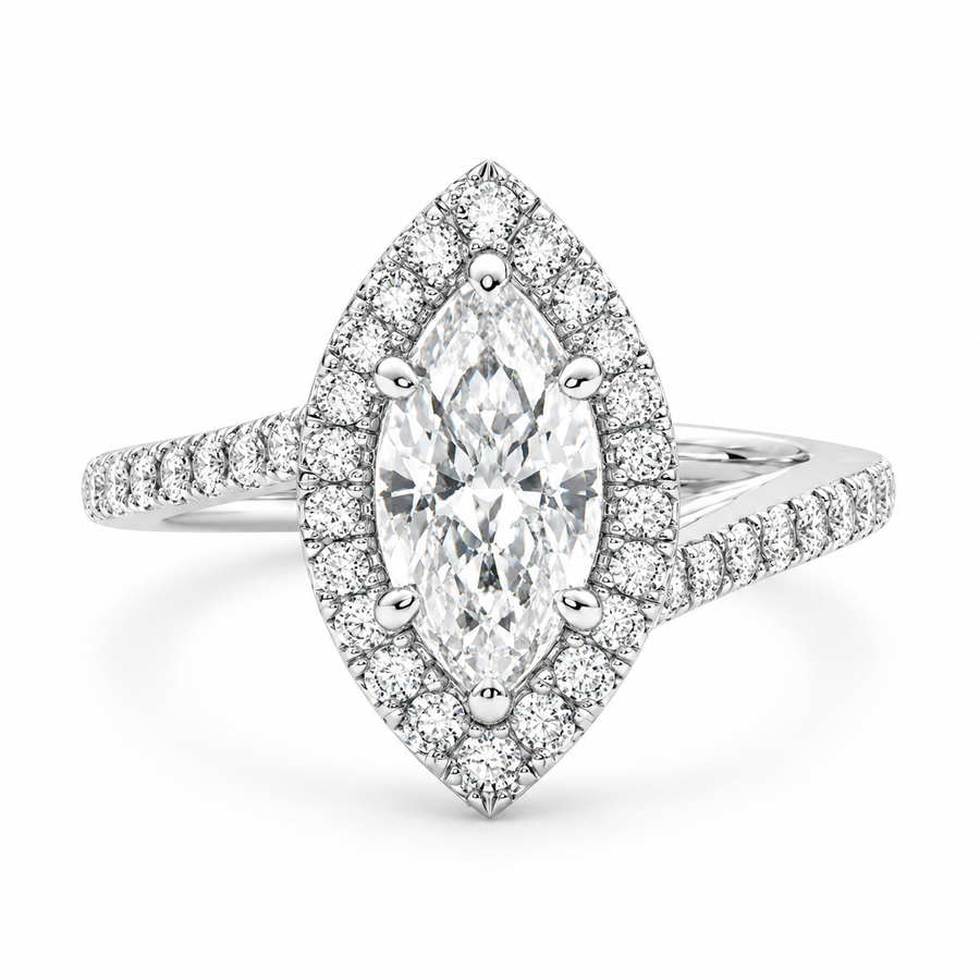 Paloma 4.35 Carat Marquise Cut Pave Halo Engagement Ring