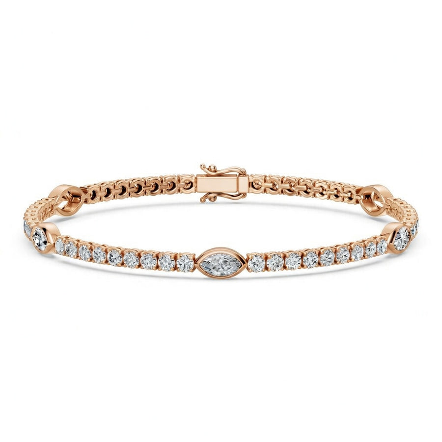 5.95 Carat Marquise Cut Diamond Tennis Bracelet VS1 D F White Gold 14k