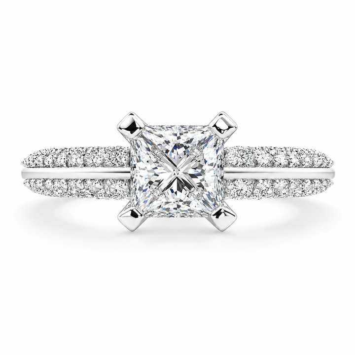 Daria 1.75 Carat Princess Cut Pave 6 Prong Engagement Ring