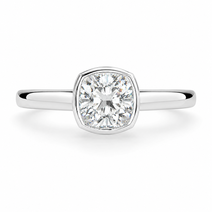 Xenia 1.15 Carat Cushion Cut Halo Pave Solitaire Engagement Ring
