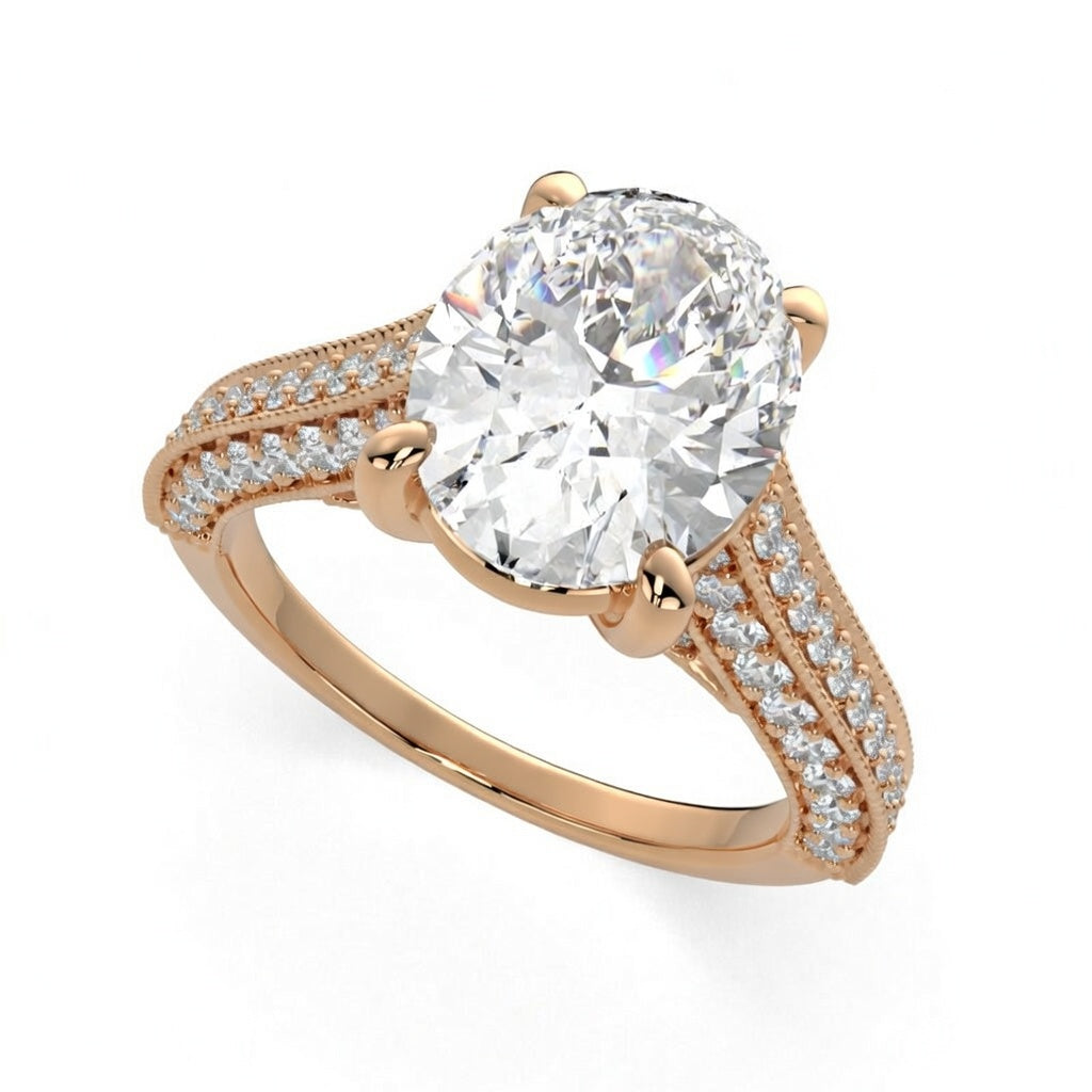 Martina 3.75 Carat Oval Cut Pave Engagement Ring