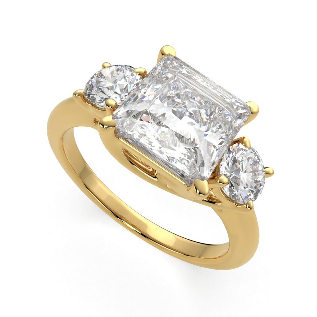 Hana 3.2 Carat Princess Cut 3 Stone Engagement Ring