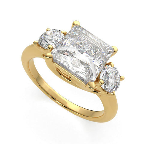 Hana 3.2 Carat Princess Cut 3 Stone Engagement Ring