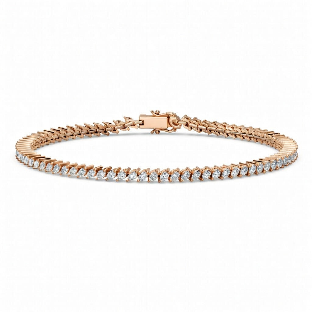 2.17 Carat Marquise Cut Diamond Tennis Bracelet VS1 D F White Gold 14k
