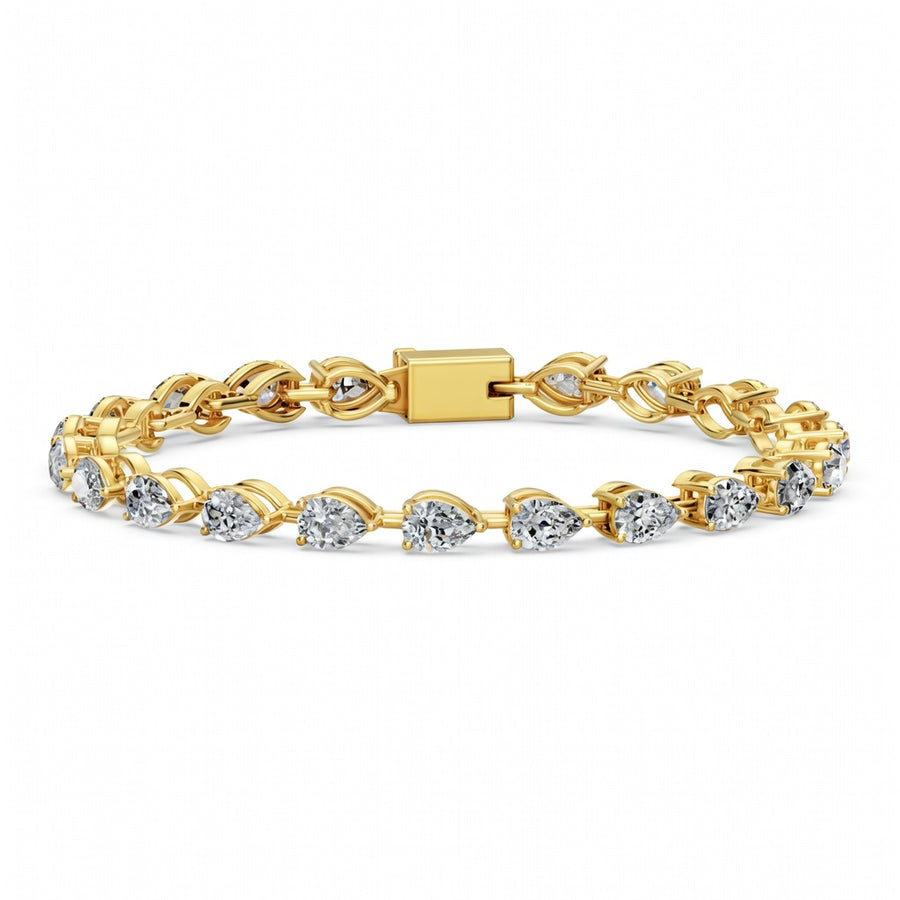 7.73 Carat Pear Cut Diamond Tennis Bracelet VS1 D F White Gold 14k