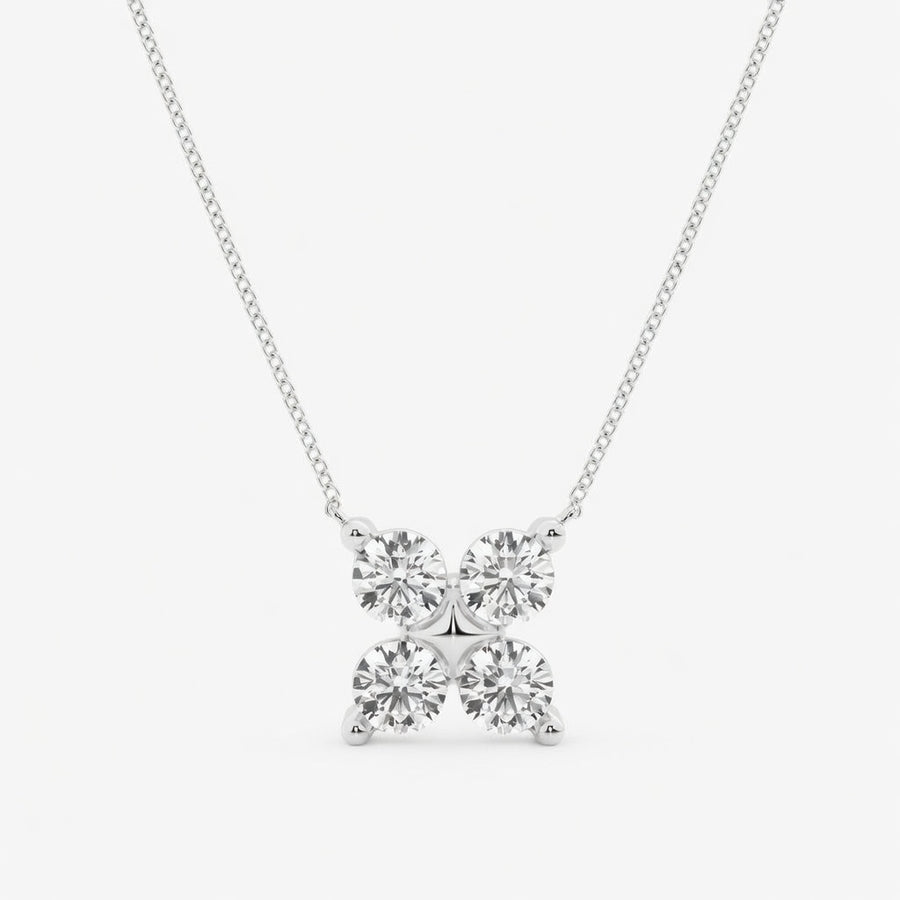 14K White Gold Four-Stone Round Lab-Grown Diamond Pendant (1.50 CTW – D–F / VS1–VS2)