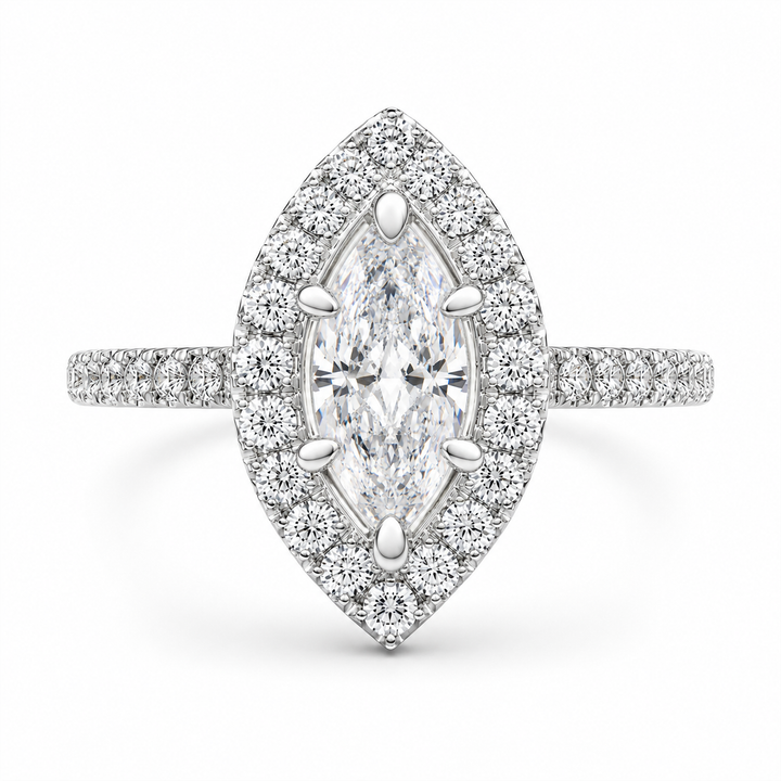 Isadora 1.4 Carat Marquise Cut Halo Pave Engagement Ring