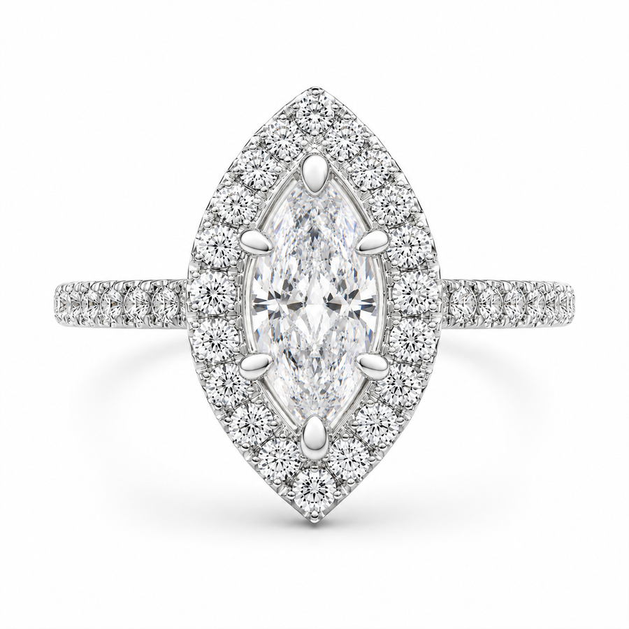 Isadora 1.4 Carat Marquise Cut Halo Pave Engagement Ring