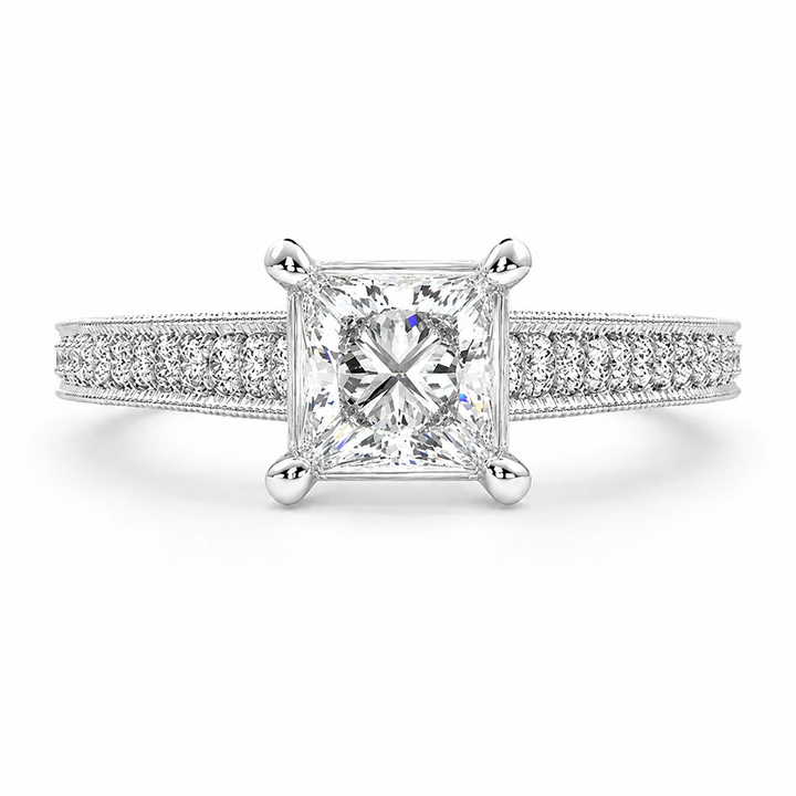 Martina 1.75 Carat Princess Cut Pave Engagement Ring