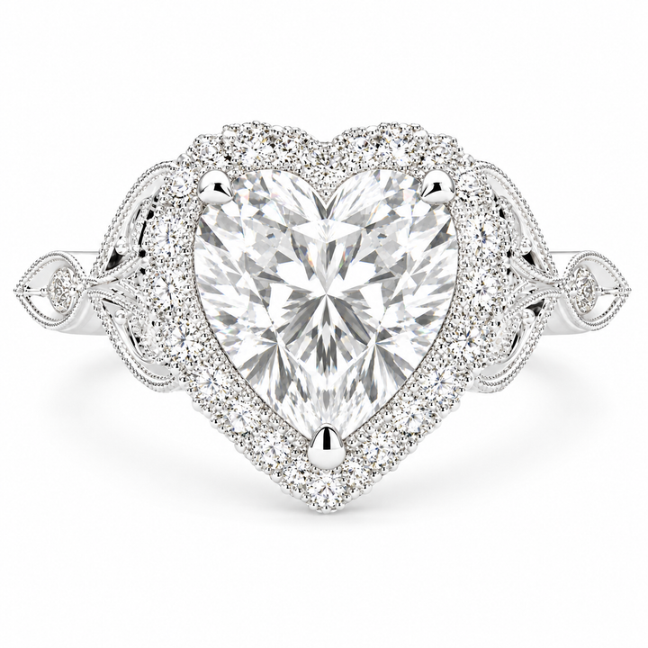 Ada 5.35 Carat Heart Cut Halo Pave Engagement Ring