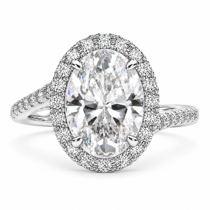Paloma 6.35 Carat Oval Cut Pave Halo Engagement Ring