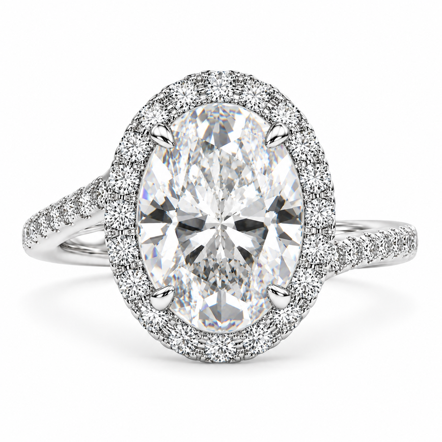 Paloma 6.35 Carat Oval Cut Pave Halo Engagement Ring