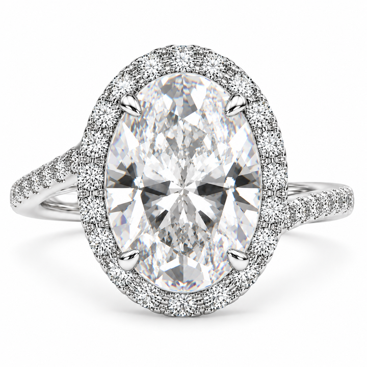 Paloma 7.35 Carat Oval Cut Pave Halo Engagement Ring