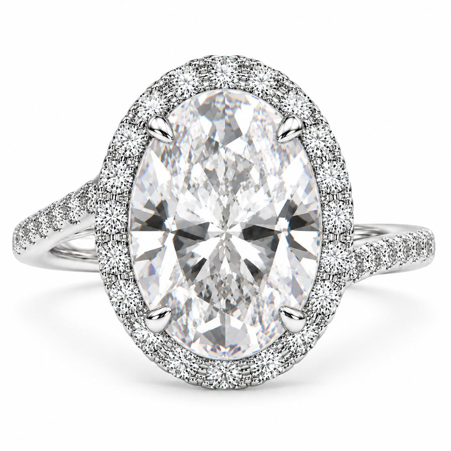 Paloma 7.35 Carat Oval Cut Pave Halo Engagement Ring