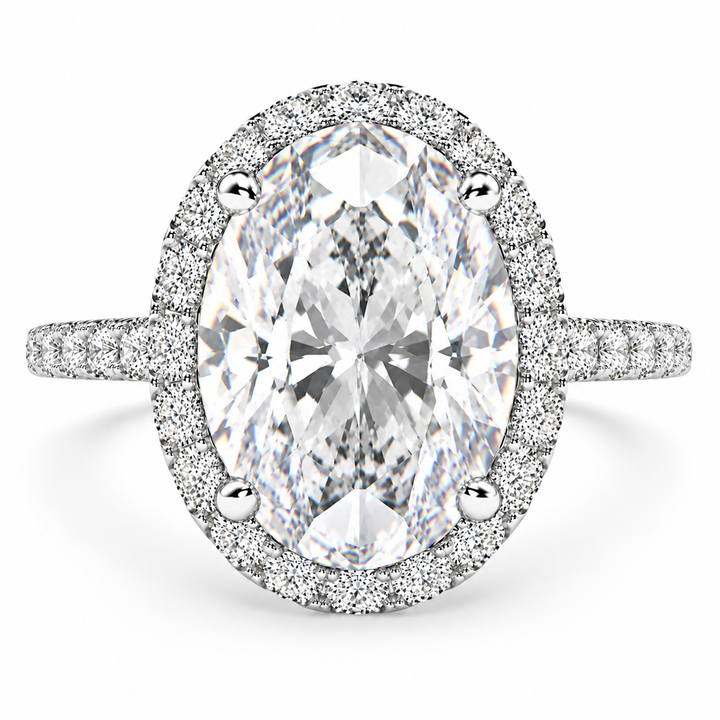 Bianca 5.5 Carat Oval Cut Halo Pave Engagement Ring